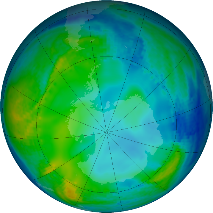 Antarctic ozone map for 04 June 2004